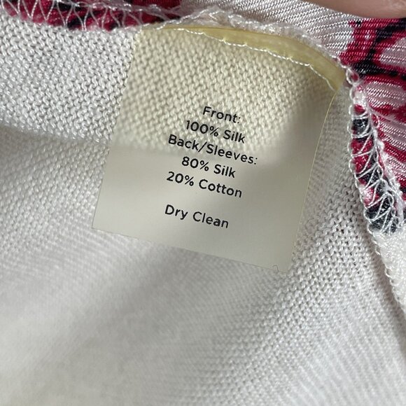 Talbots Sweater Womens XL Silk Butterfly Print Short Sleeve Lightweight Top Pull - Picture 5 of 9